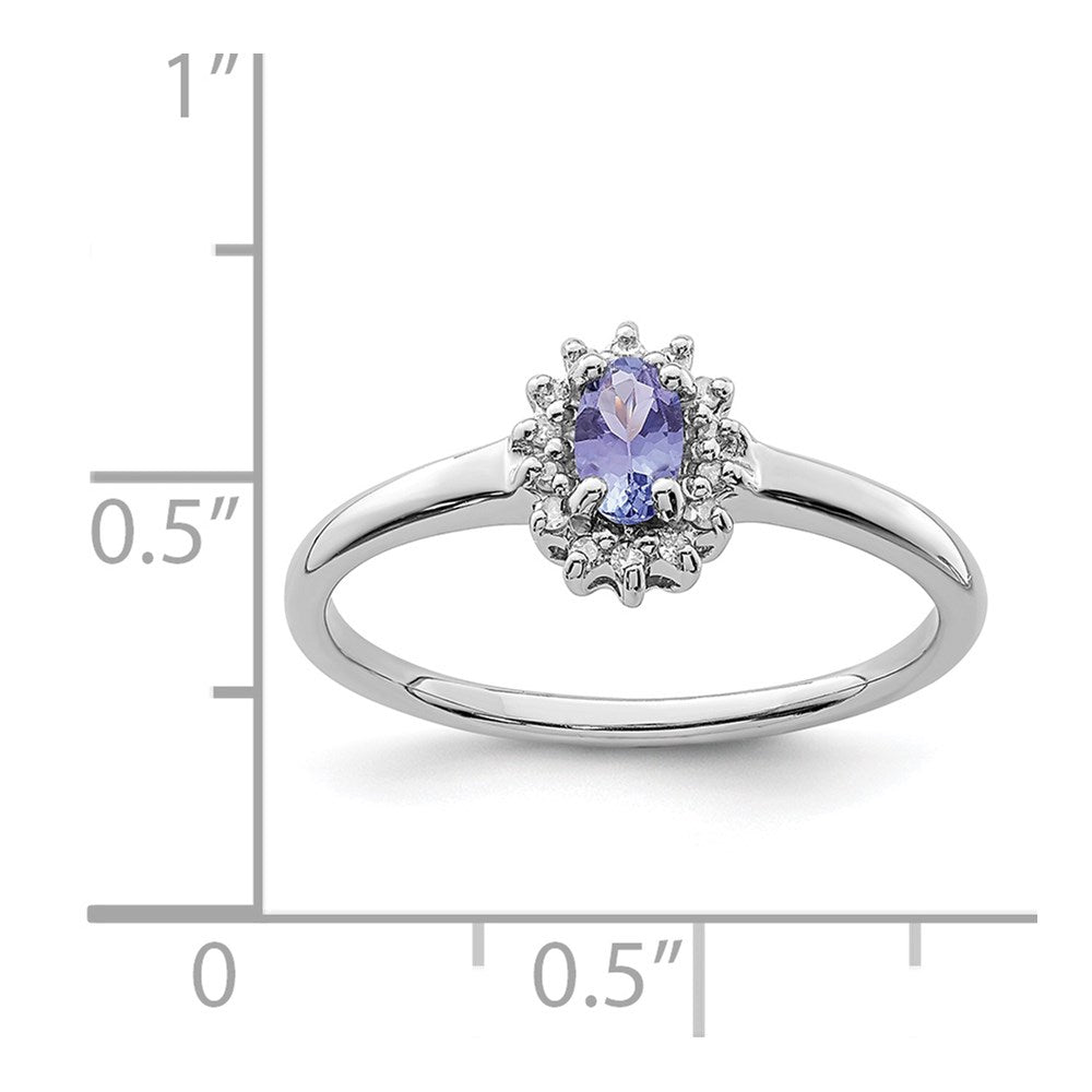 Sterling Silver Rhodium Tanzanite & Diam. Ring