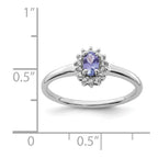 Sterling Silver Rhodium Tanzanite & Diam. Ring