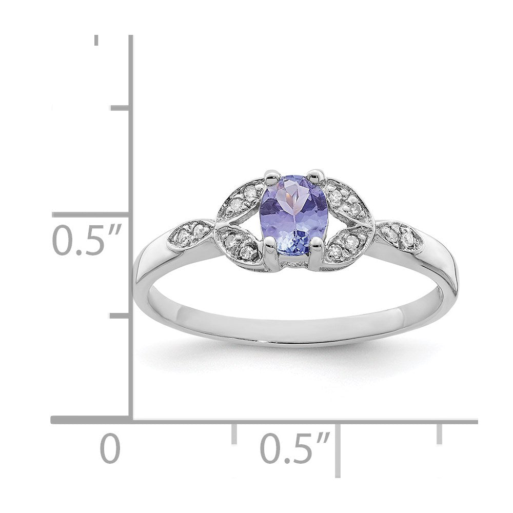 Sterling Silver Rhodium Tanzanite & Diam. Ring