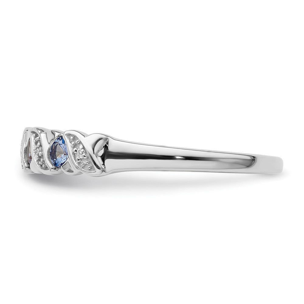 Sterling Silver Rhodium Tanzanite & Diam. Ring