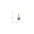 Sterling Silver Rhodium-plated Tanzanite & Diamond Pendant