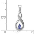 Sterling Silver Rhodium-plated Tanzanite & Diamond Pendant