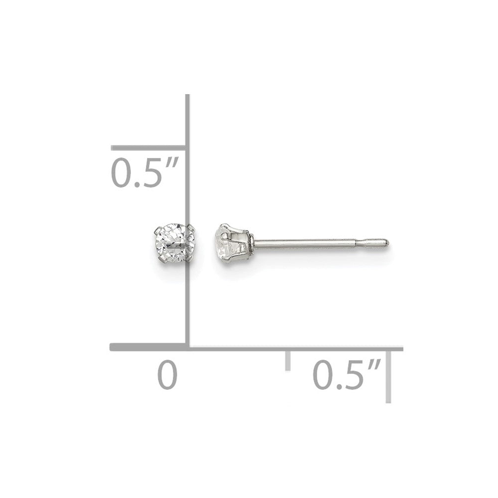 Sterling Silver Polished Children's 2.5mm Round Snap Set CZ Stud Earrings