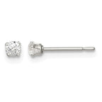 Sterling Silver Polished Children's 2.5mm Round Snap Set CZ Stud Earrings
