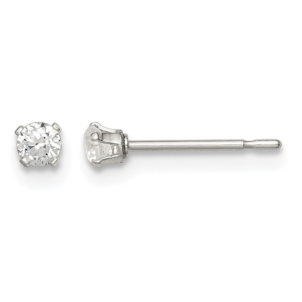Sterling Silver Polished Children's 2.5mm Round Snap Set CZ Stud Earrings