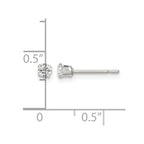 Sterling Silver Polished Children's 3mm Round Snap Set CZ Stud Earrings