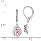 Sterling Silver Rhodium-plated Pink Tourmaline Lever Back Earrings