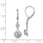 Sterling Silver Rhodium-plated Aquamarine Lever Back Earrings