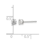 Sterling Silver 4mm Round Snap Set CZ Stud Earrings