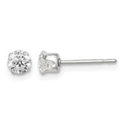Sterling Silver 4mm Round Snap Set CZ Stud Earrings