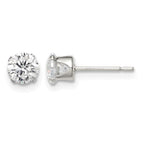 Sterling Silver 5mm Round Snap Set CZ Stud Earrings