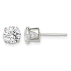 Sterling Silver 6mm Round Snap Set CZ Stud Earrings