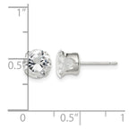 Sterling Silver 7mm Round Snap Set CZ Stud Earrings