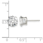 Sterling Silver 8mm Round Snap Set CZ Stud Earrings