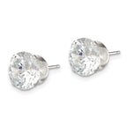 Sterling Silver 9mm Round Snap Set CZ Stud Earrings