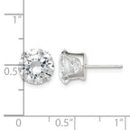 Sterling Silver 9mm Round Snap Set CZ Stud Earrings