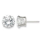 Sterling Silver 9mm Round Snap Set CZ Stud Earrings