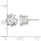 Sterling Silver 10mm Round Snap Set CZ Stud Earrings