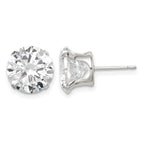 Sterling Silver 10mm Round Snap Set CZ Stud Earrings