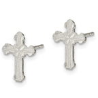 Sterling Silver Polished & Textured 'X' Cross Post Earrings