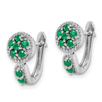 Sterling Silver Rhodium-plated Emerald Circle Hinged Earrings