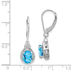 Sterling Silver Rhodium-plated Diamond and Blue Topaz Earrings