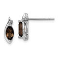 Sterling Silver Rhodium-plated Diamond and Smoky Quartz Earrings
