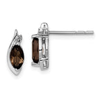 Sterling Silver Rhodium-plated Diamond and Smoky Quartz Earrings