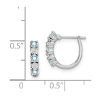 Sterling Silver Rhodium-plated Aquamarine & Diamond Earrings
