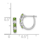 Sterling Silver Rhodium-plated Peridot and Diamond Earrings