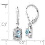 Sterling Silver Rhodium-plated Blue Topaz Diamond Earrings