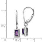 Sterling Silver Rhodium-plated Amethyst and Diamond Earrings