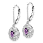 Sterling Silver Rhodium-plated Amethyst and Diamond Earrings