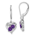 Sterling Silver Rhodium-plated Amethyst and Diamond Earrings