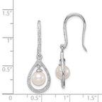 Sterling Silver Rhod Plated Dia. and FW Cultured Pearl Dangle Ear