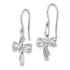 Sterling Silver Rhodium Plated Diamond Cross Dangle Earrings