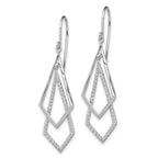 Sterling Silver Rhodium Plated Diamond Dangle Earrings