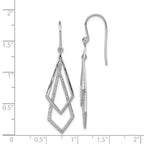 Sterling Silver Rhodium Plated Diamond Dangle Earrings