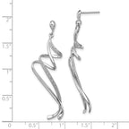 Sterling Silver Rhodium Plated Diamond Swirl Post Dangle Earrings