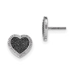 Sterling Silver Black and White Diamond Heart Post Earrings
