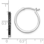 White Night Sterling Silver Rhodium-plated Black Diamond Hoop Earrings