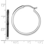White Night Sterling Silver Rhodium-plated Black Diamond Hoop Earrings