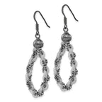 Sterling Silver w/ Black Rhodium Mesh & Beaded Teardrop Dangle Earrings