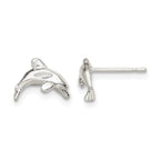 Sterling Silver Polished Dolphin Post Earrings