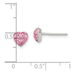 Sterling Silver Rhod-plated Pink Preciosa Crystal Heart Post Stud Earrings