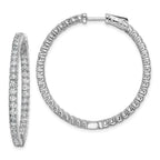Sterling Shimmer Sterling Silver Rhodium-plated 80 Stone 2.25mm CZ In and Out Round Hinged Hoop Earrings