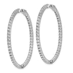 Sterling Shimmer Sterling Silver Rhodium-plated 100 Stone 1.9mm CZ In and Out Round Hinged Hoop Earrings