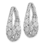 Sterling Shimmer Sterling Silver Rhodium-plated 162 Stone Accent Pav‚ 1.1mm-1.5mm CZ Oval Hinged Hoop Earrings