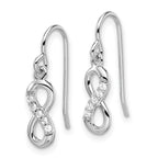 Sterling Silver Rhodium-plated with CZ Infinity Shepherd Hook Earrings