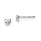 Sterling Silver Madi K Rhodium-plated Polished April White Preciosa Crystal Heart Children's Post Earrings